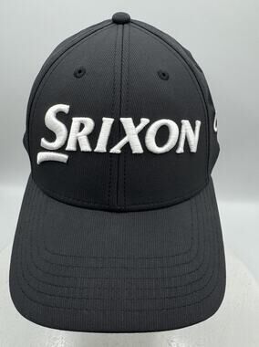 Srixon Logo Cleveland Golf Dunlop Solid Black Strapback Hat Cap